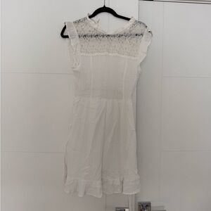 Purple Snow Cream Lace Yoke Ruffle Dress